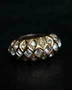 “Dior” mesh designed gold ring with crystal