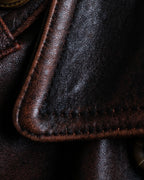 Vintage Thick Leather Red Trench Coat