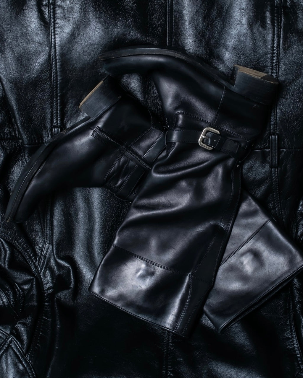 "PRADA" engineered leather boots