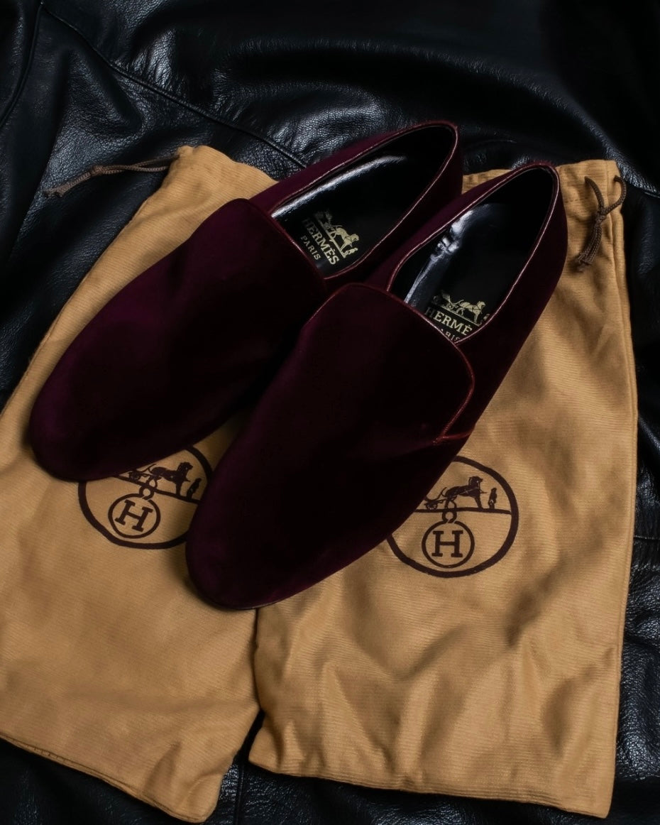 "HERMES" Velvet dress indoor shoes