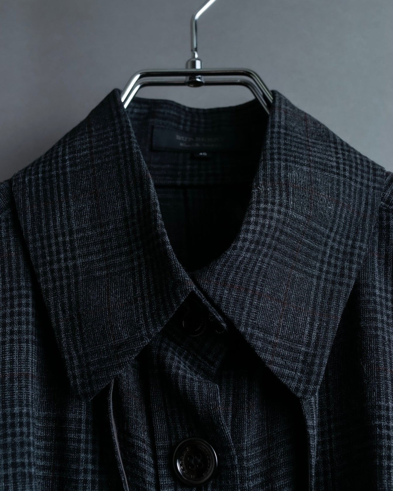 “Burberry Black Label” Trench coat designed long check shirts