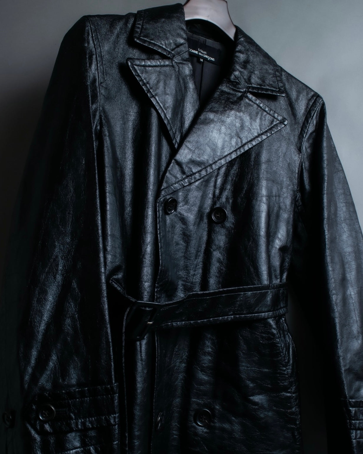 "tricot Comme des Garçons" Archive leather trench coat