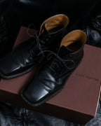"Louis Vuitton" square toe leather lace-up boots