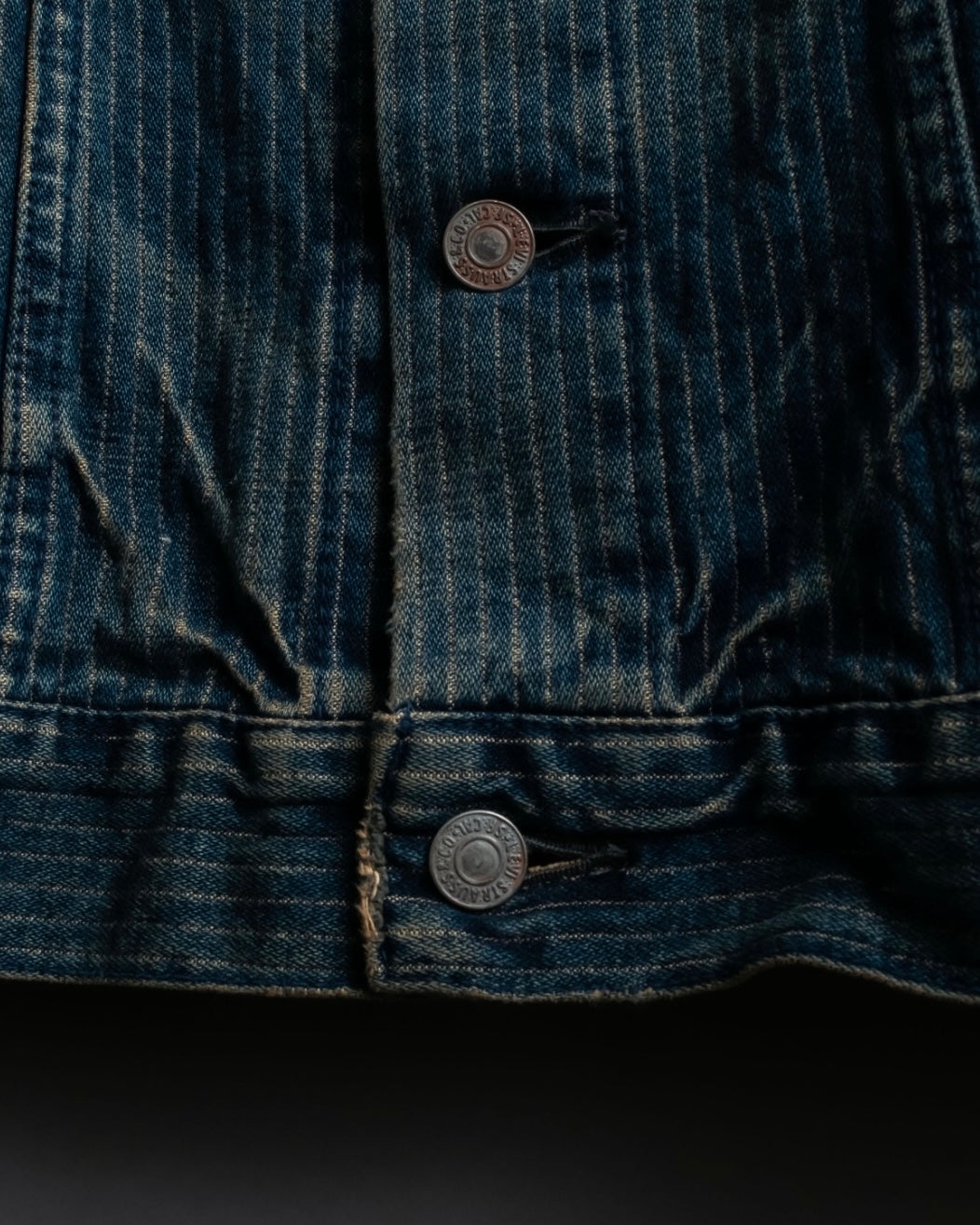 "Levi's Redloop" Aging process pencil stripe denim jacket