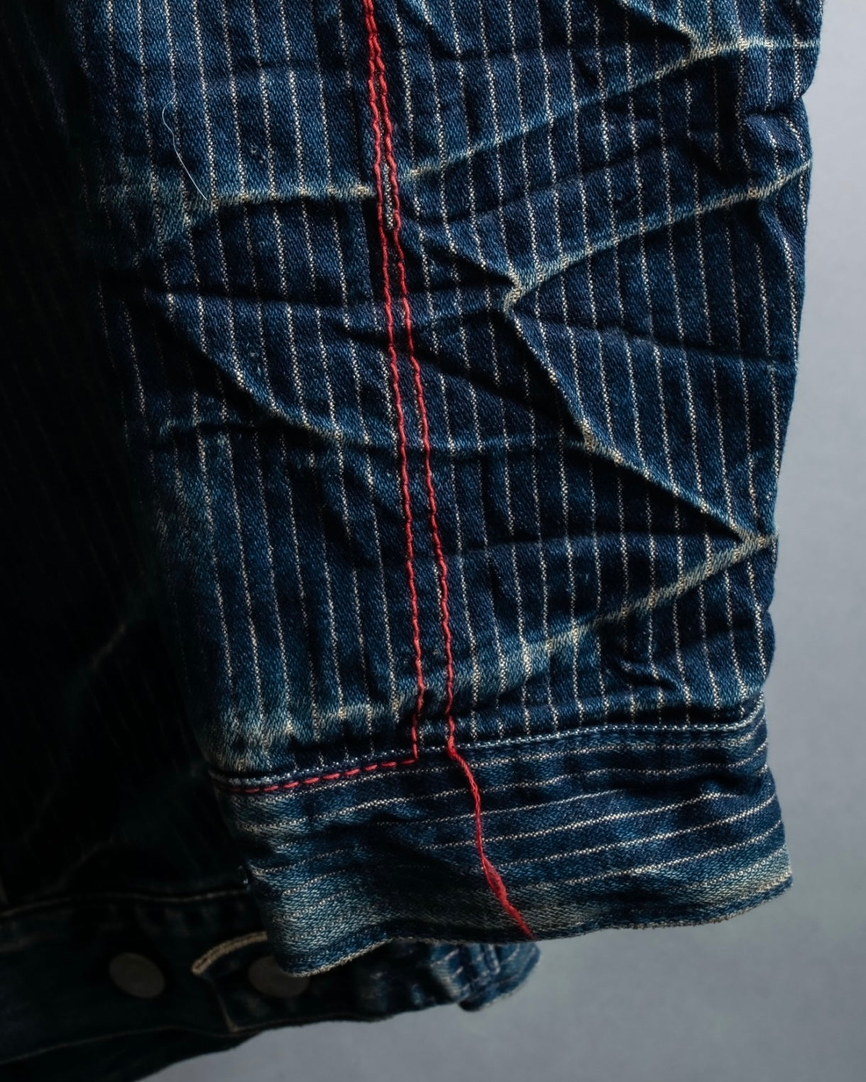 "Levi's Redloop" Aging process pencil stripe denim jacket