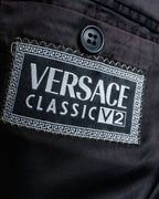 "VERSACE classic" power shoulder stripe tailored jacket setup