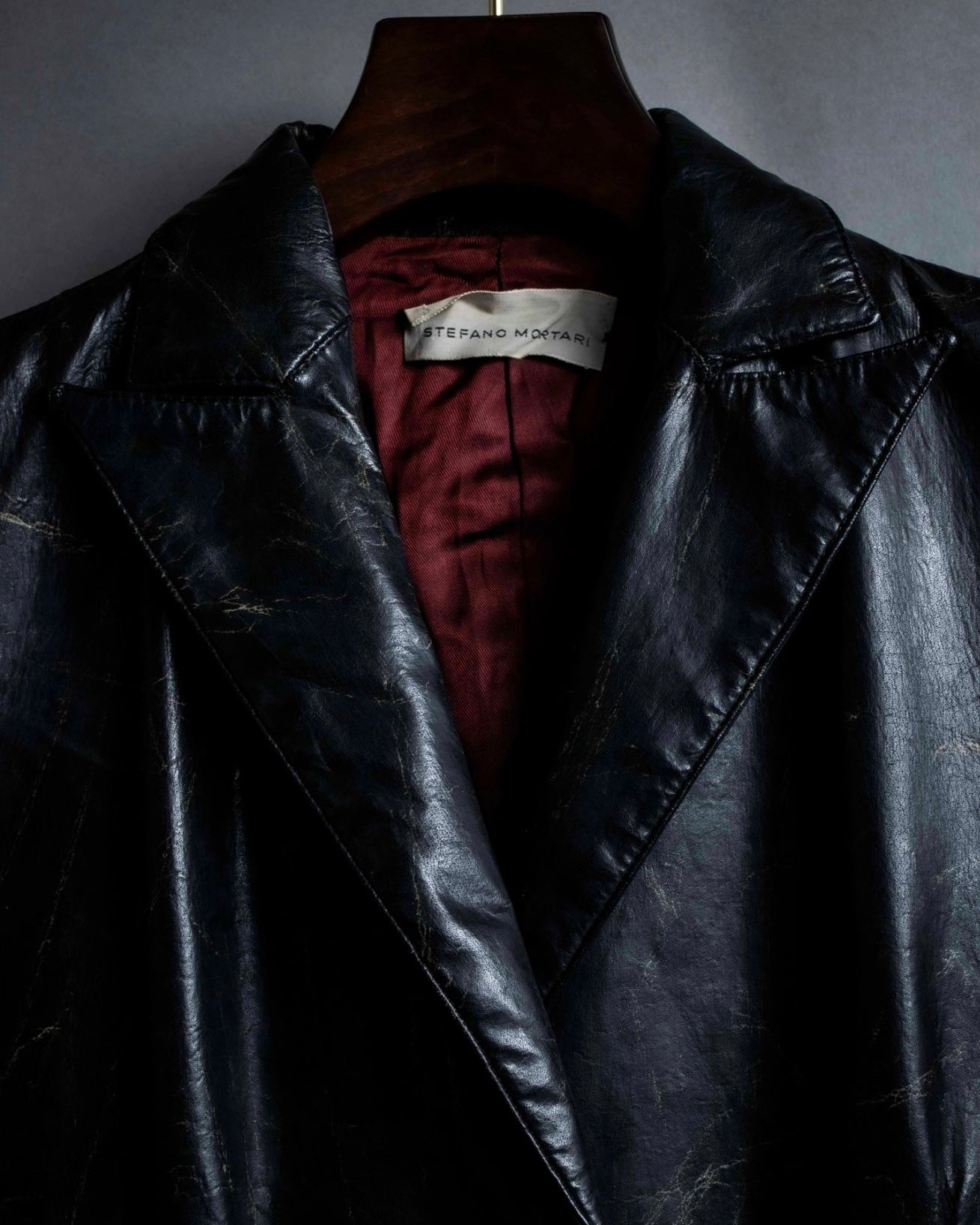 "STEFANO MORTARI" Archive leather crack design jacket