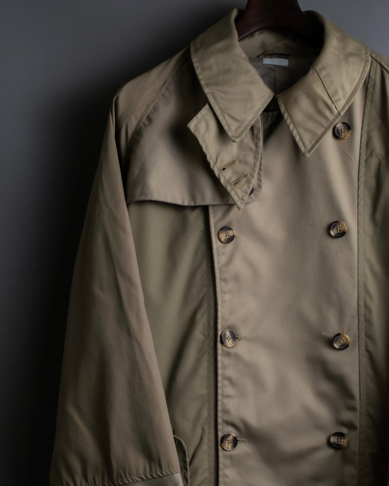 "SEEALL" patchwork designed maxi trench coat