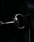 “GUCCI” square toe silver horsebit loafer