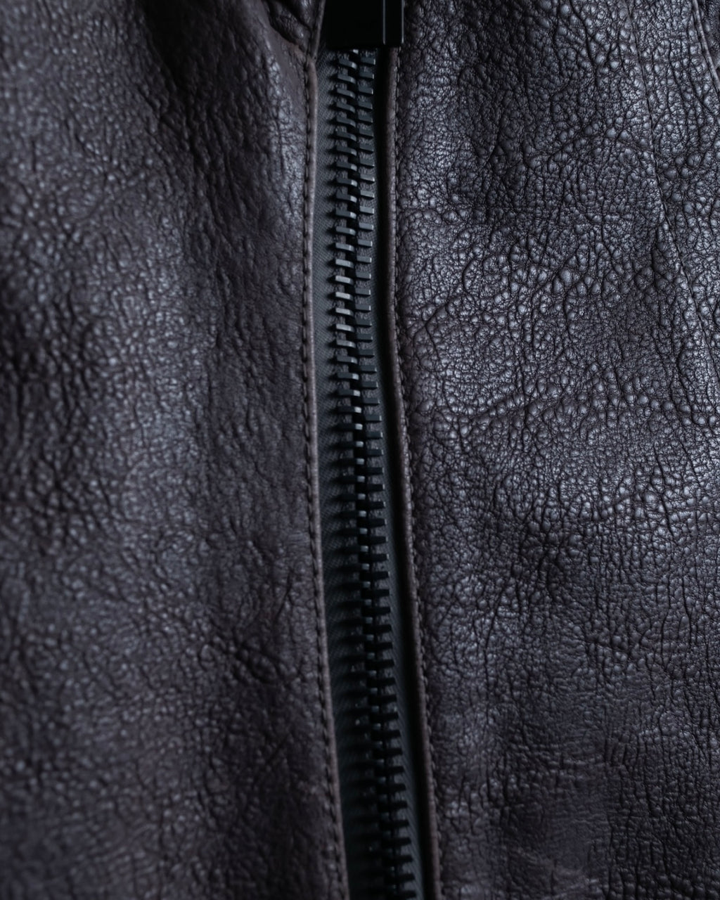 "EMPORIO ARMANI" grained lamb leather double zip jacket