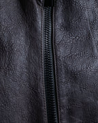 "EMPORIO ARMANI" grained lamb leather double zip jacket