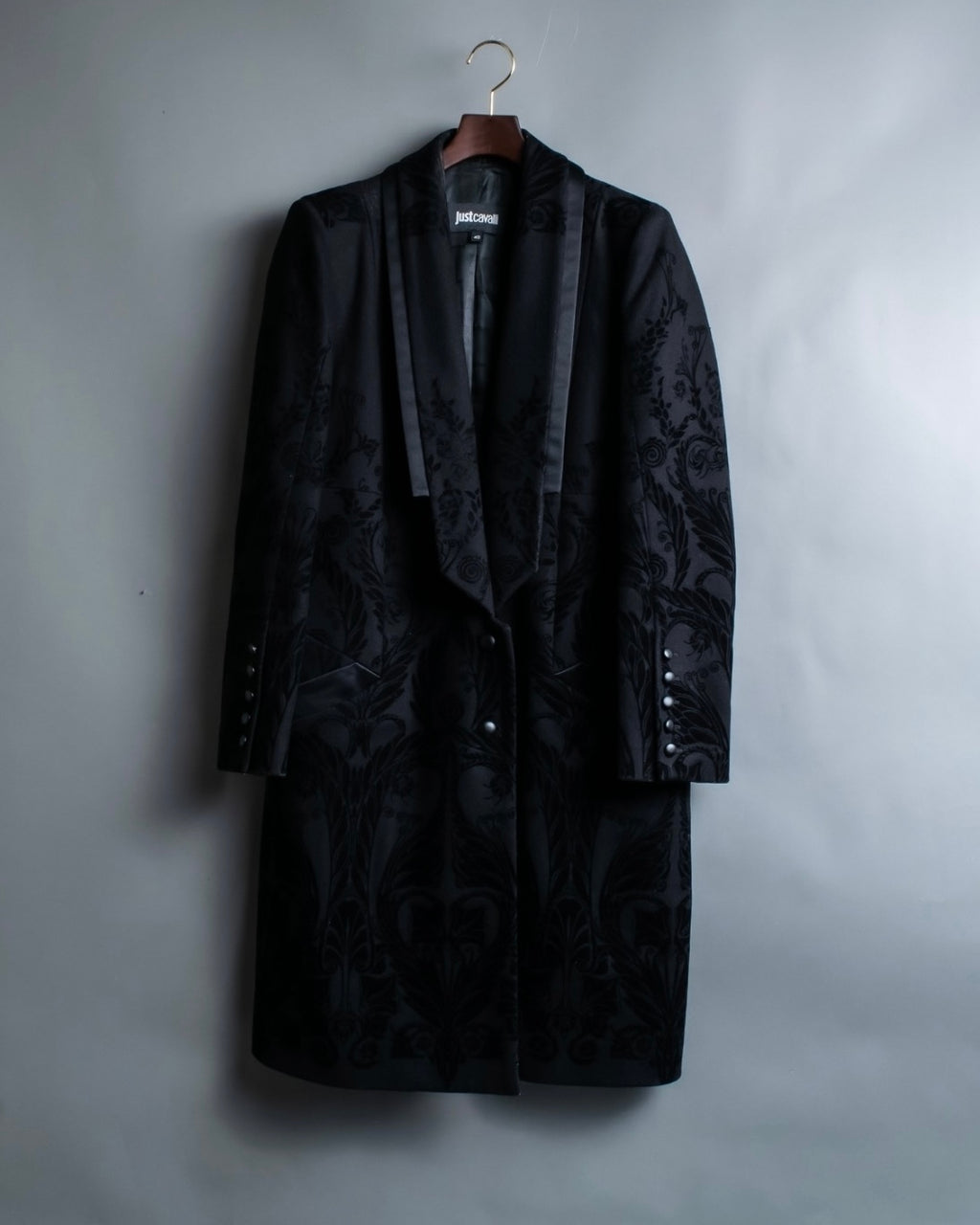 "Just Cavalli" Botanical tattooed wool coat