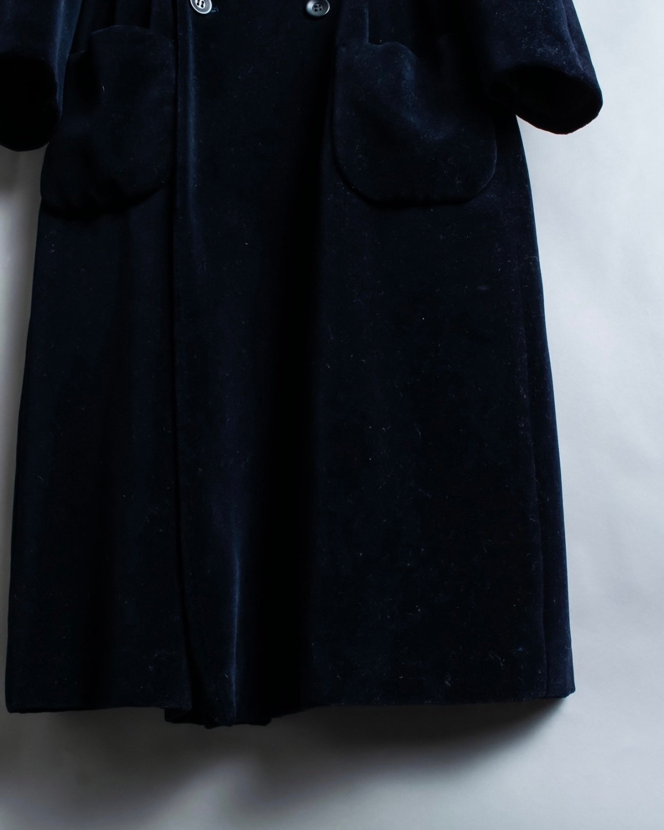 "Y's"Black navy velor double-breasted coat