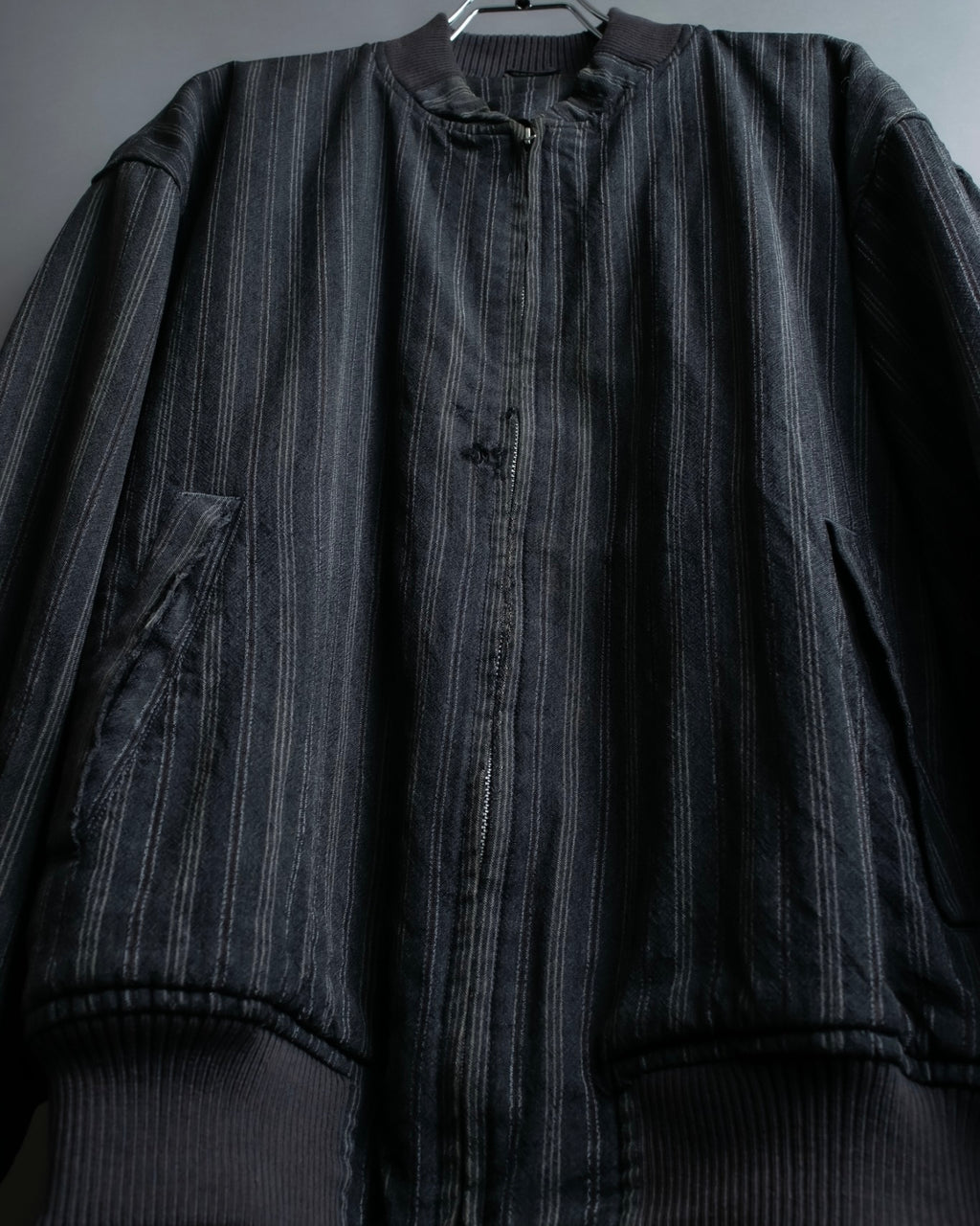 "Comme des Garcons Homme" distressed zip-up striped blouson