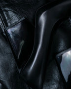 "CELINE" clear heel leather shoes