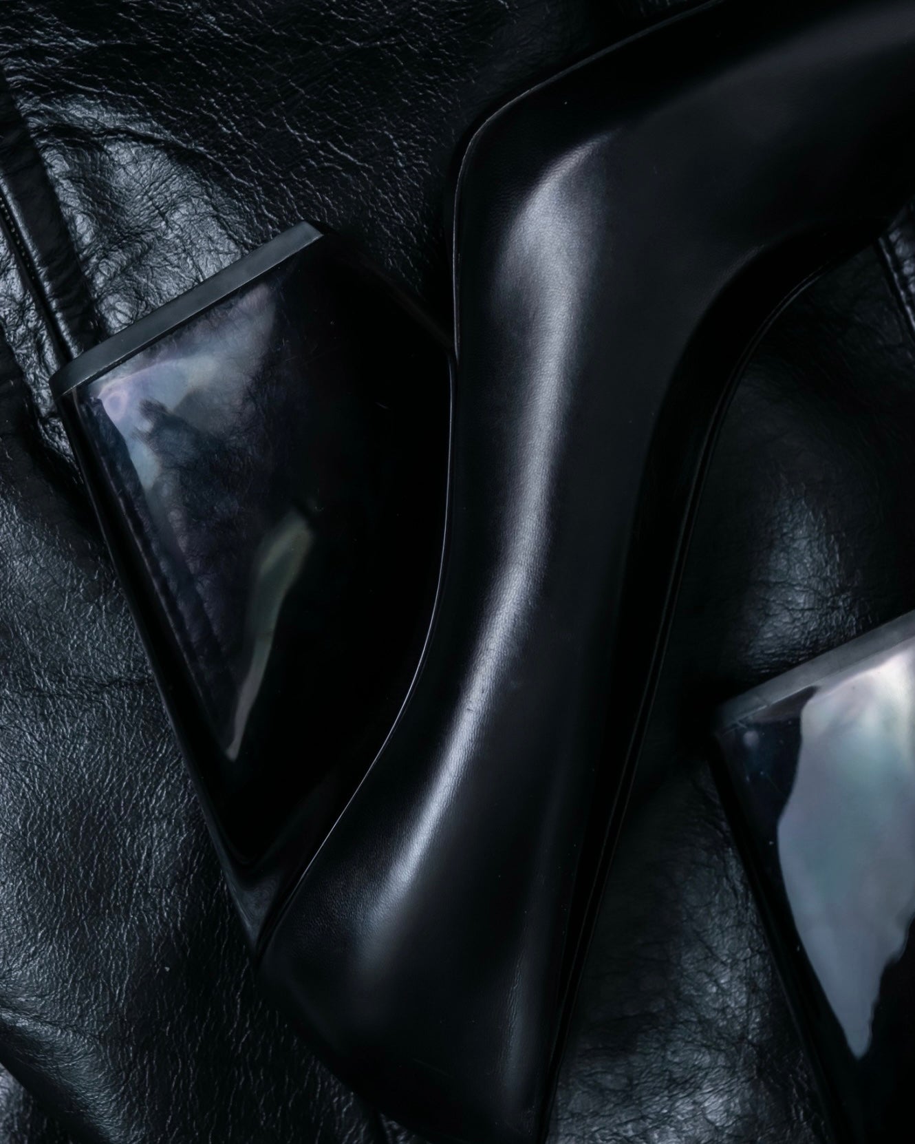 "CELINE" clear heel leather shoes