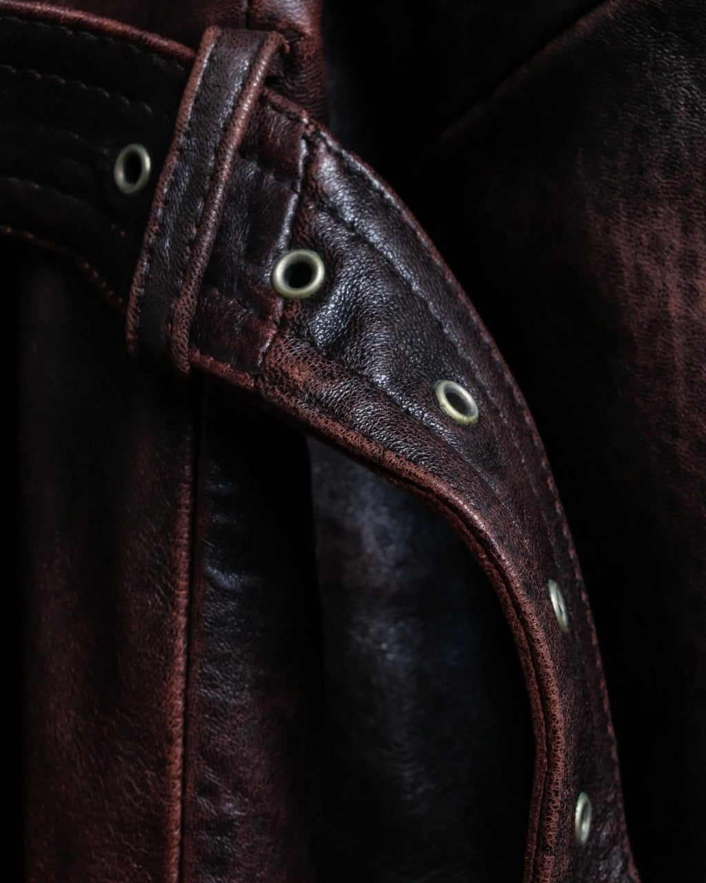 Vintage Thick Leather Red Trench Coat