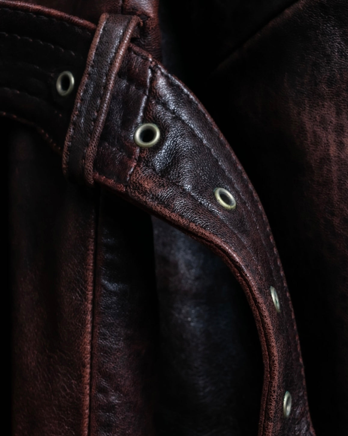 Vintage Thick Leather Red Trench Coat