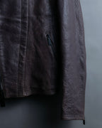 "EMPORIO ARMANI" grained lamb leather double zip jacket