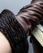 "PIUMELLI" Dead stock lace up long leather gloves