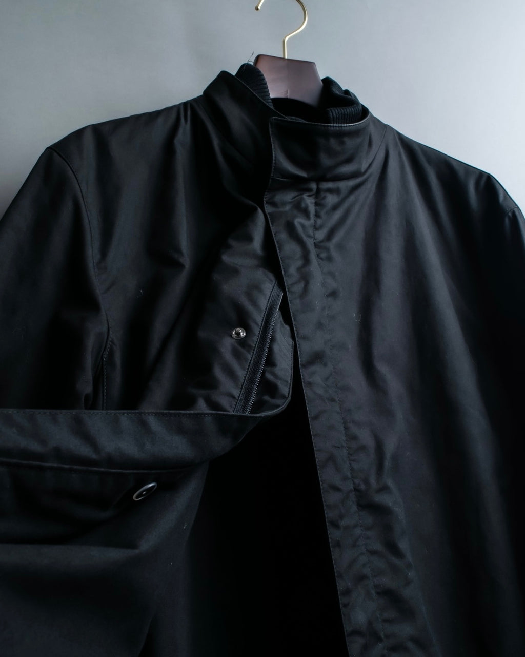 "GUCCI" Fly front knit layered double zip long coat