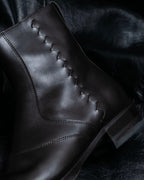 “BOTTEGA VENETA” round toe intrecciato leather boots