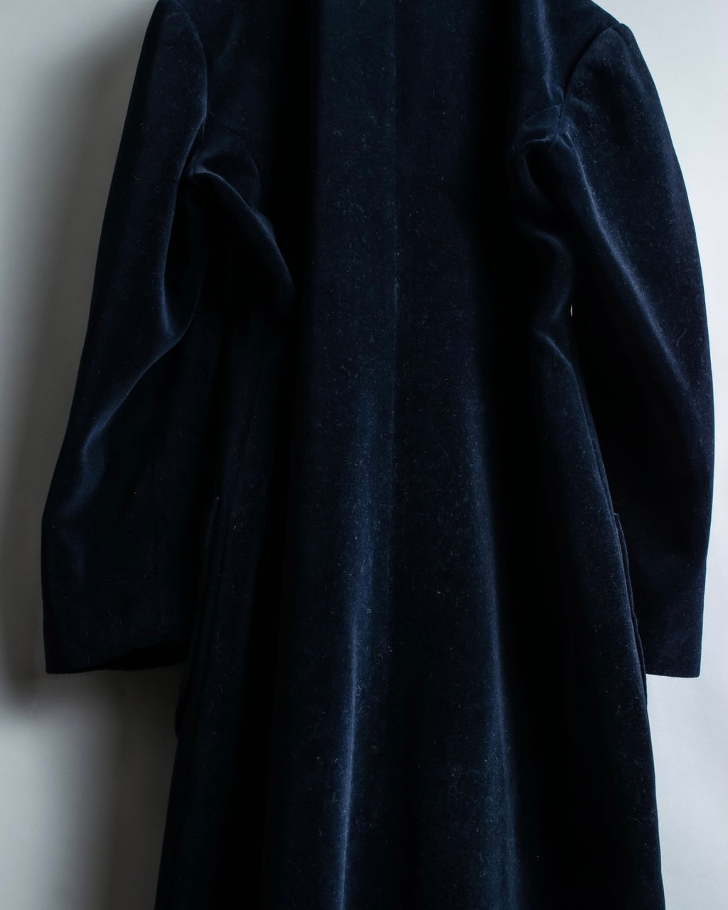 "Y's"Black navy velor double-breasted coat