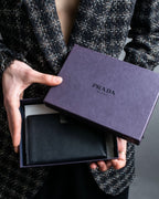 "PRADA" vintage silver clasp leather wallet