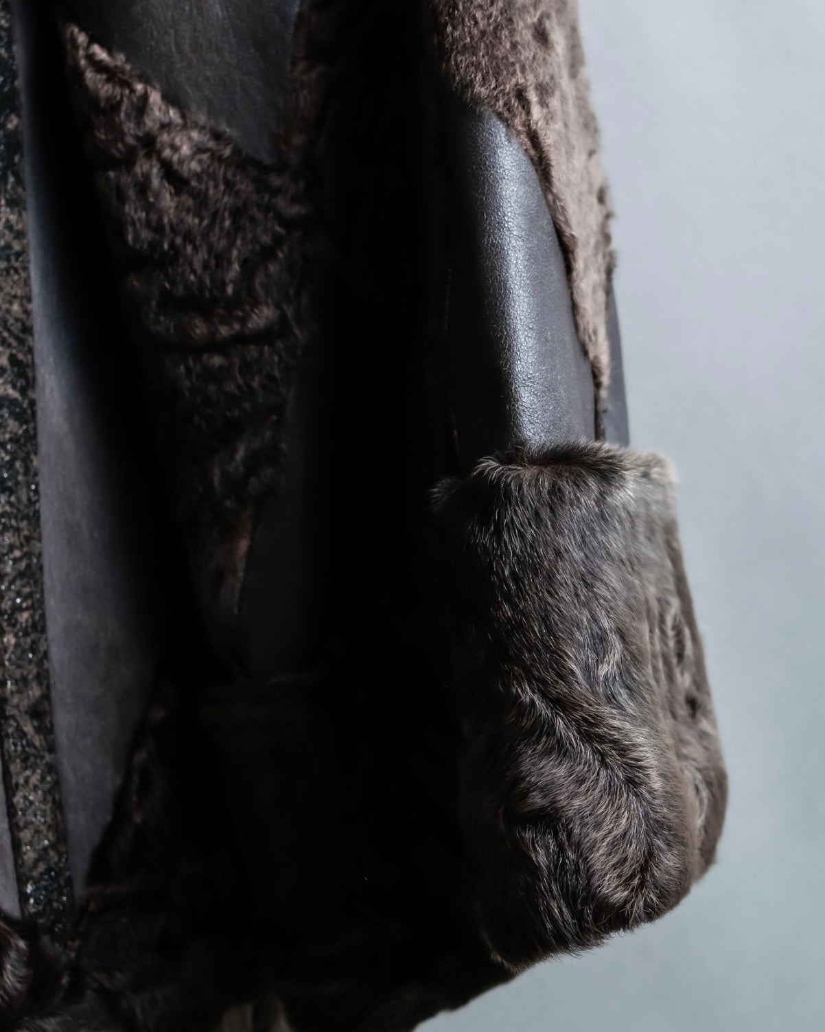 "Guy laroche" vintage real fur leather coat