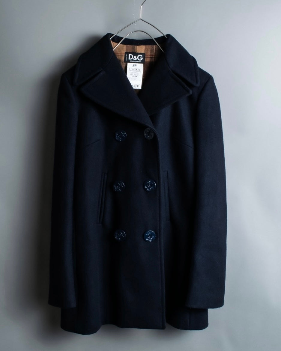 "DOLCE &amp; GABBANA" Slim silhouette leather patch P coat