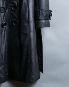 "PEAU D' ANÉ" wide lapel leather coat
