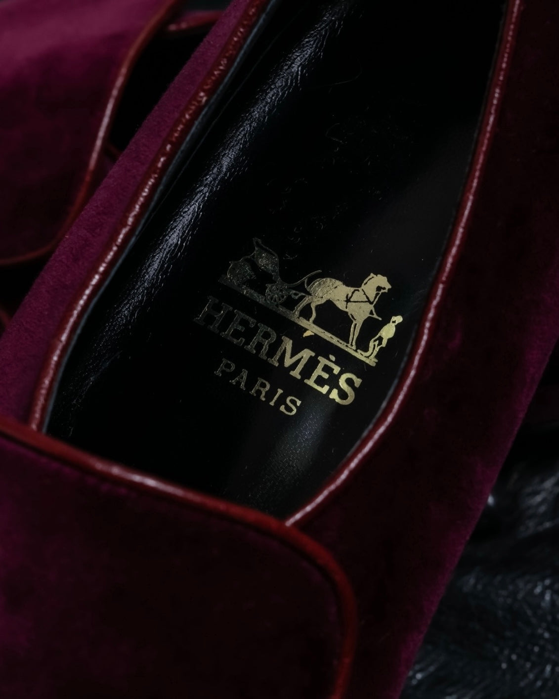 "HERMES" Velvet dress indoor shoes