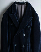 "Y's"Black navy velor double-breasted coat