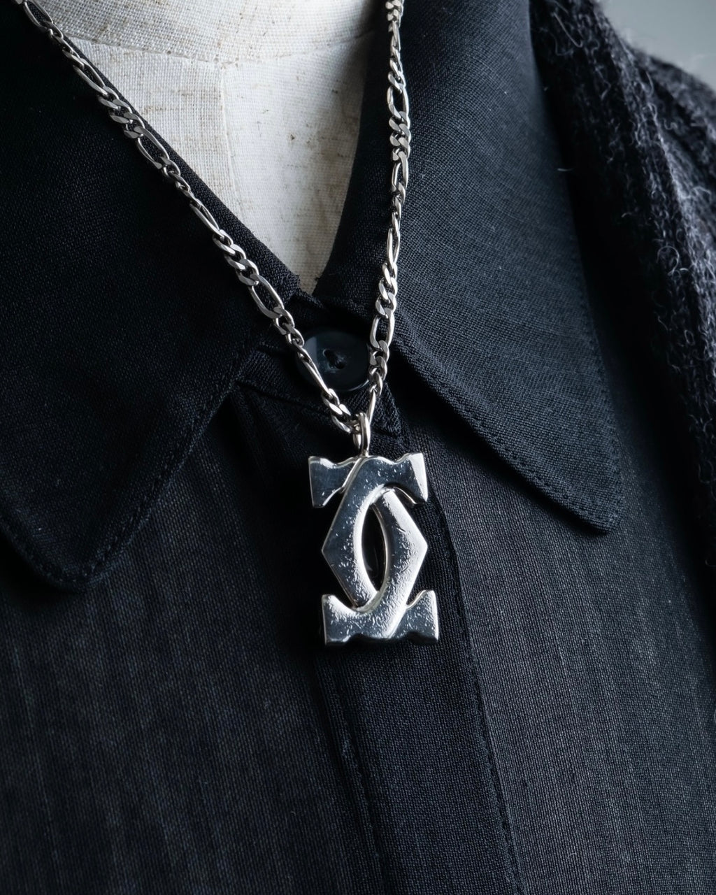"Cartier" 925 silver logo motif necklace