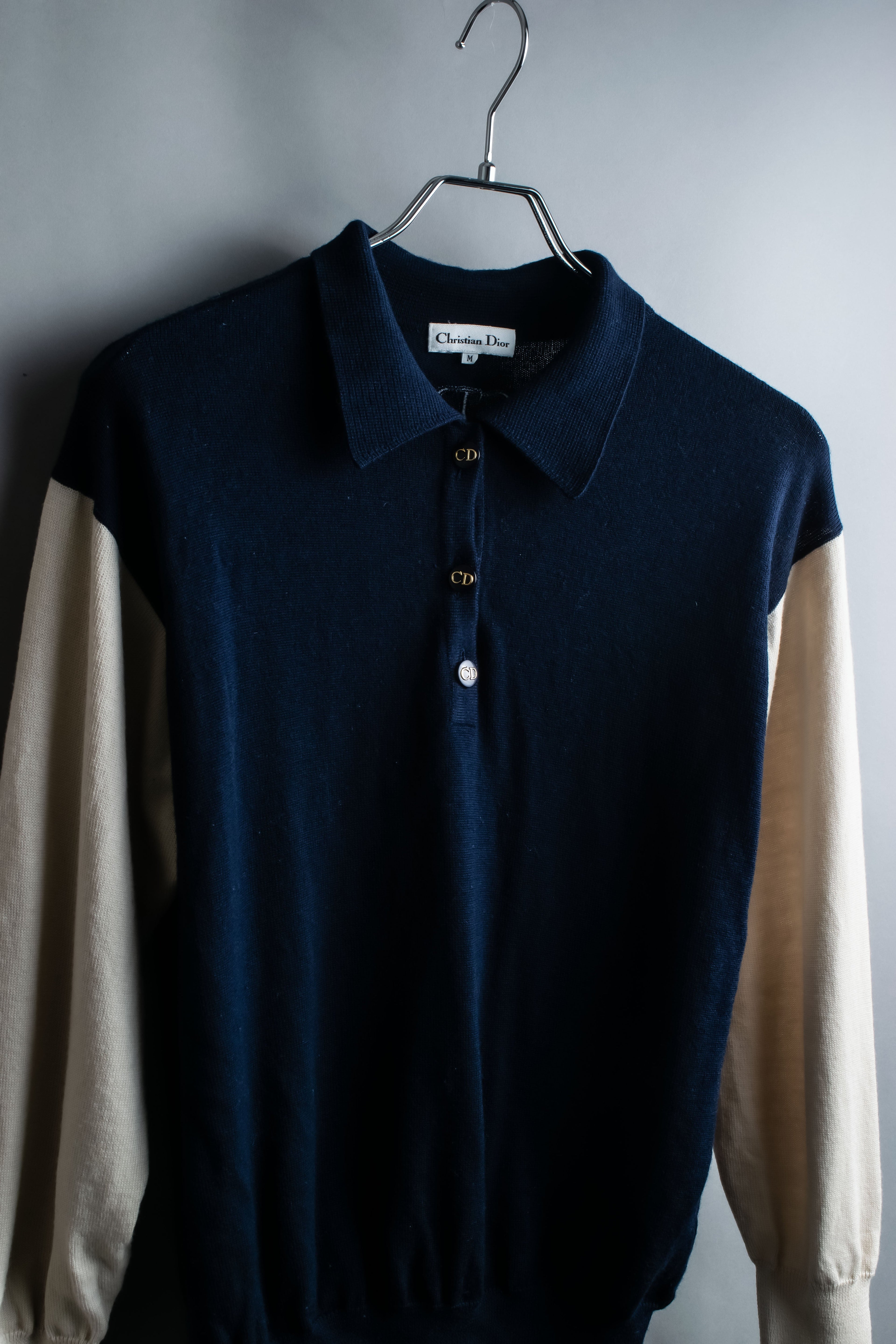 “Christian Dior” CD designed bicolor knit polo