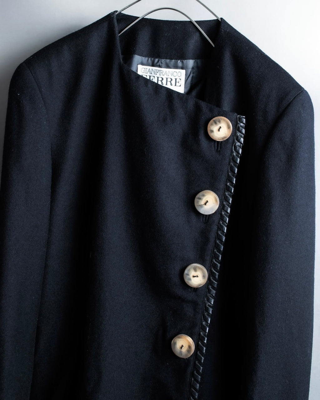 "GIANFRANCO FERRE" Virgin wool leather piping jacket