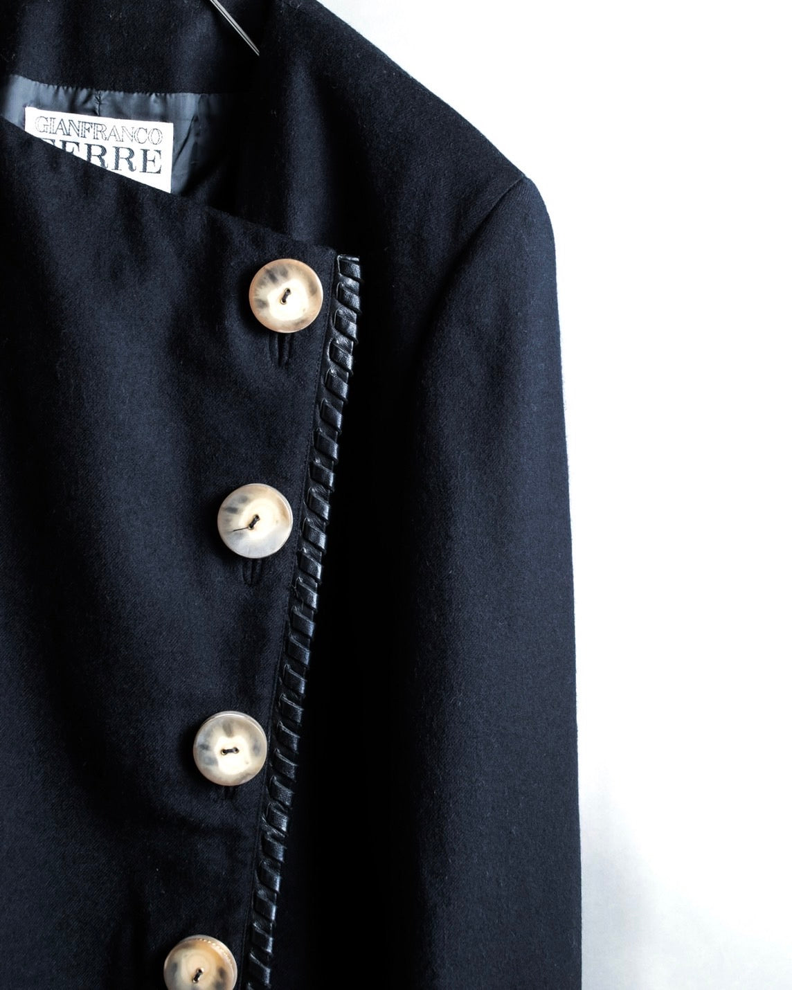 "GIANFRANCO FERRE" Virgin wool leather piping jacket