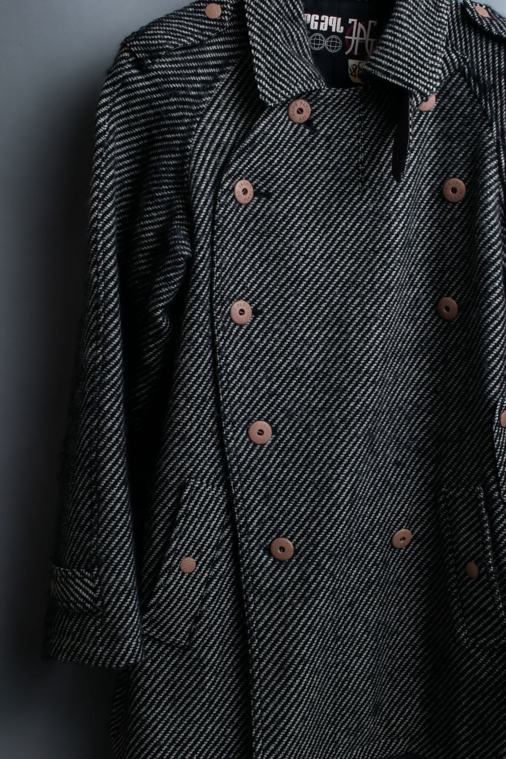 "Jean-Paul GAULTIER" bias striped wool napoleon coat