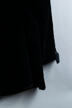 Collarless Beautiful Silhouette Velor Tailored Jacket