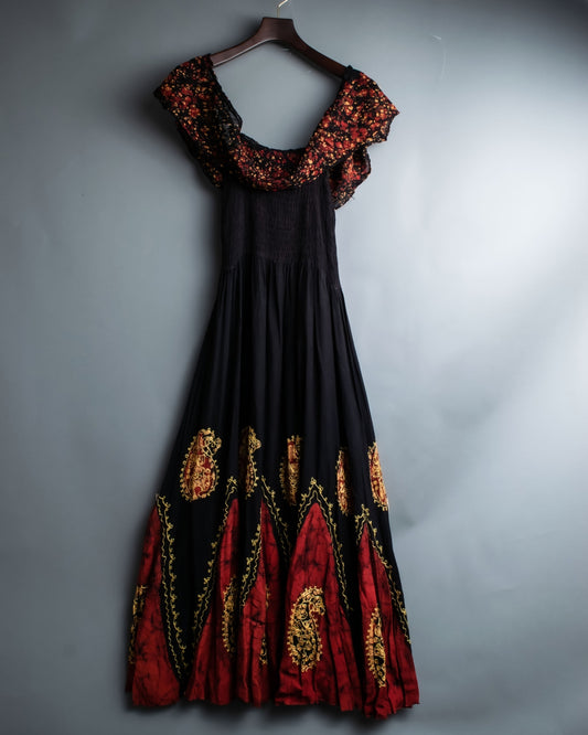 Vintage Embroidered Paisley Dress