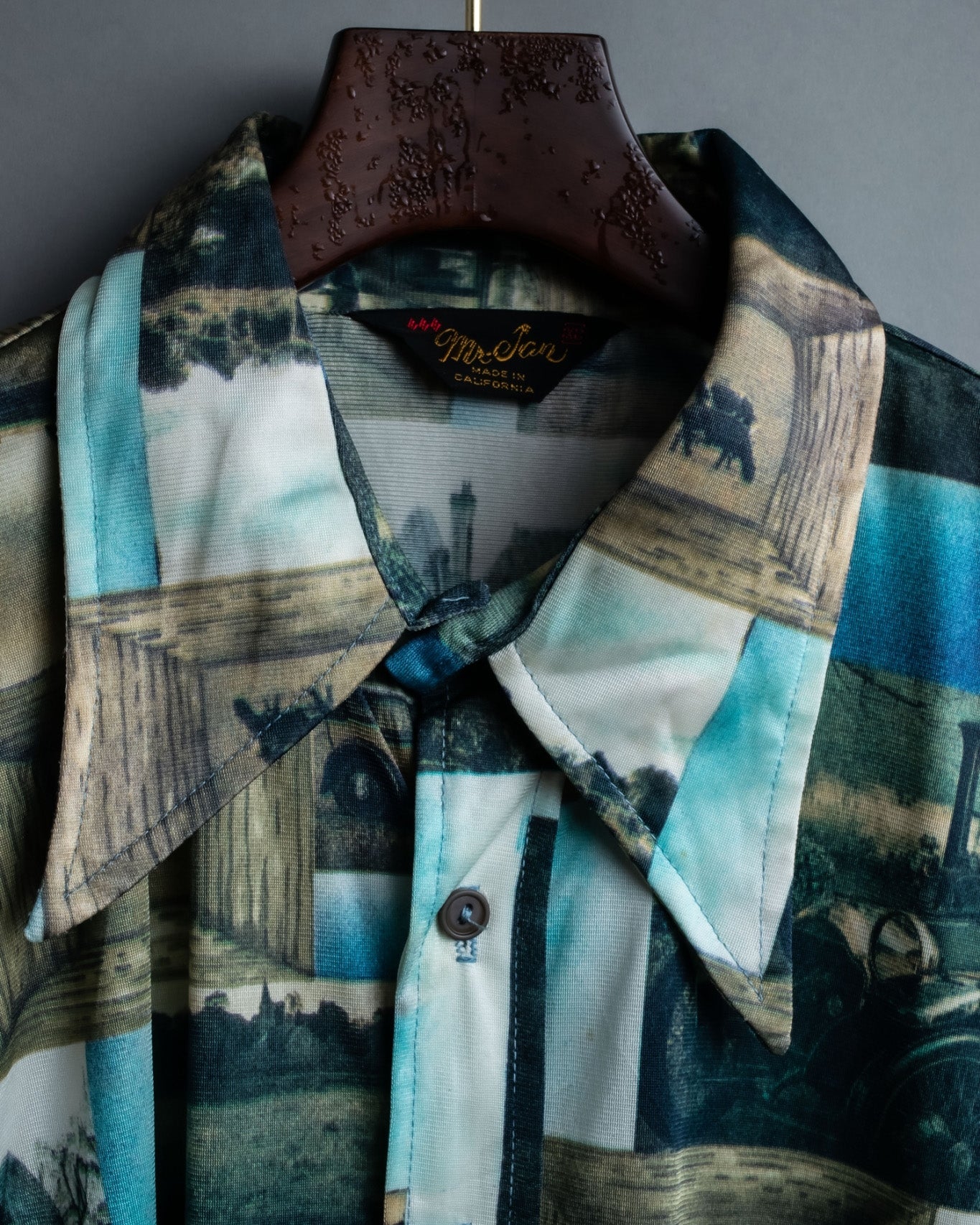 70s Allover Printed Polyester Shirt