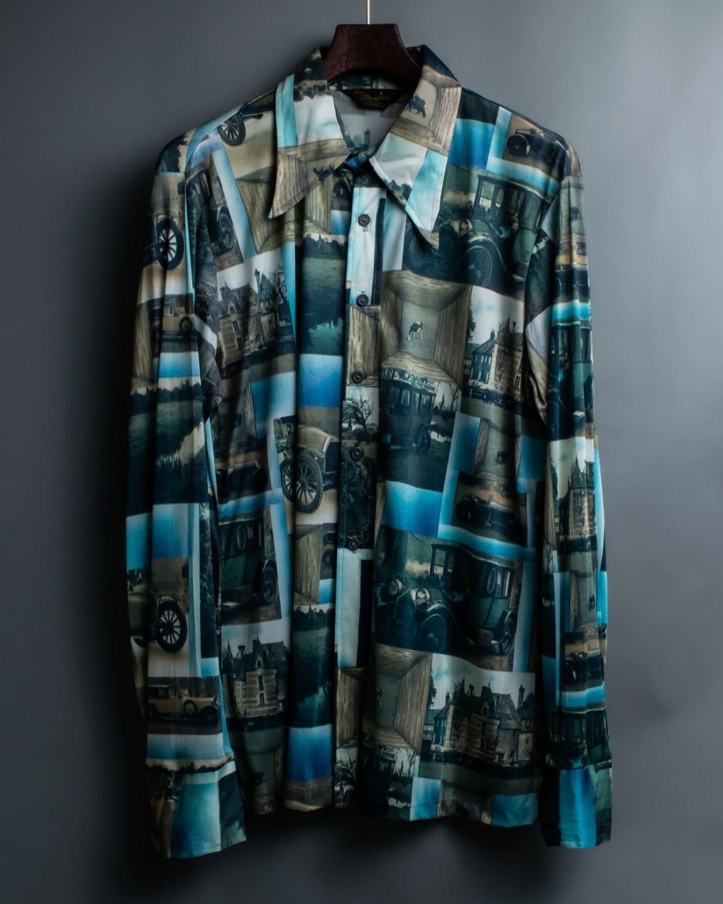 70s Allover Printed Polyester Shirt
