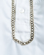 white summer stand collar shirt