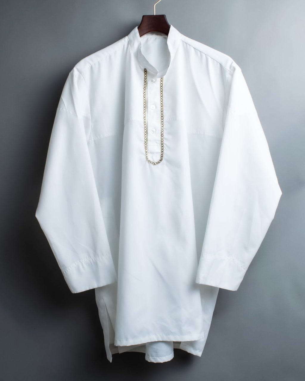 white summer stand collar shirt