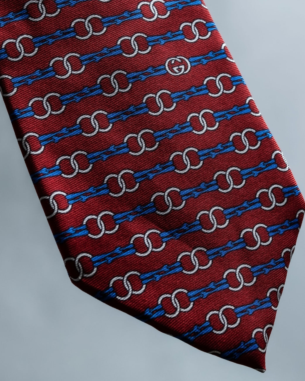 GUCCI Vintage Logo Pattern Border Silk Tie