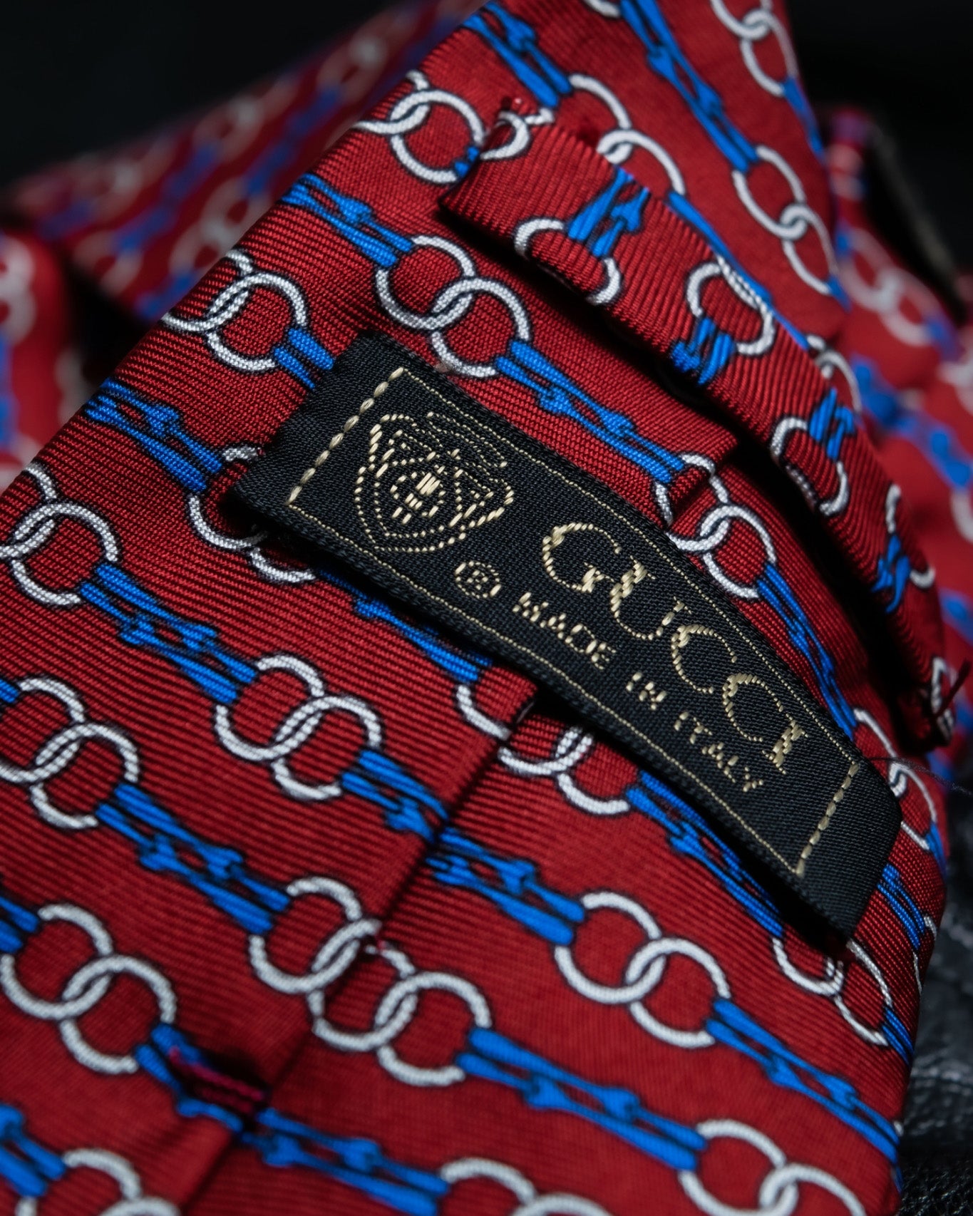 GUCCI Vintage Logo Pattern Border Silk Tie