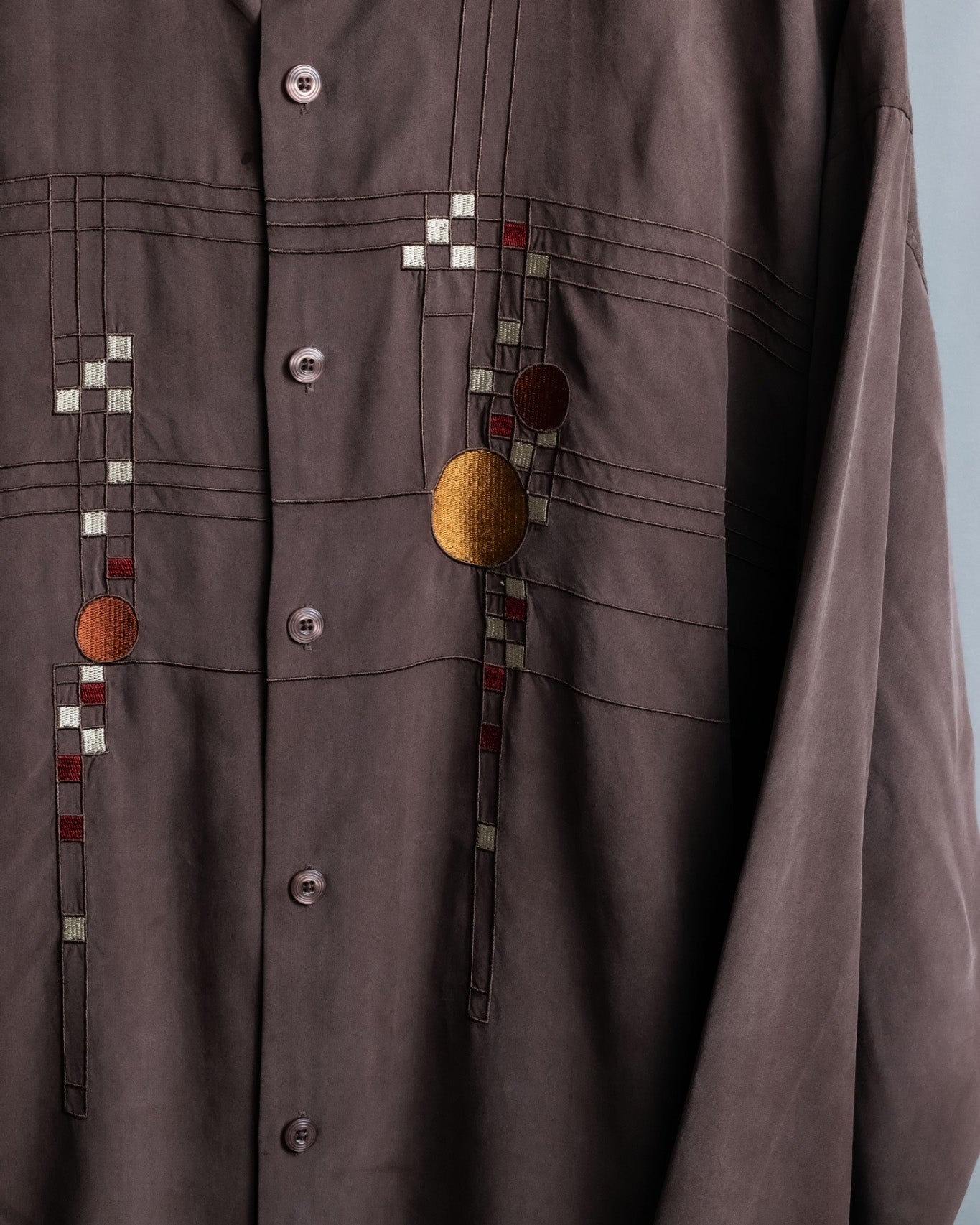 Art Design Stand Collar Silk Shirt