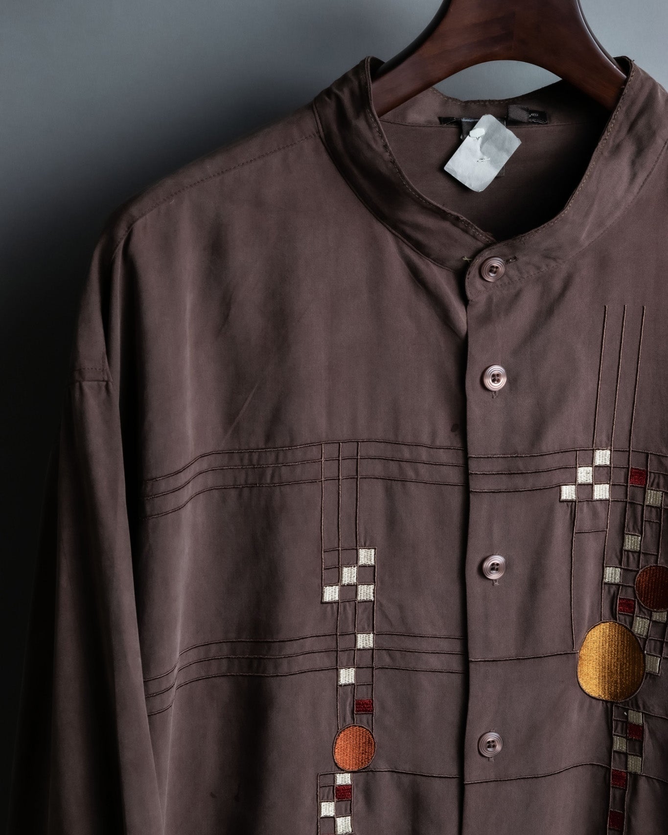 Art Design Stand Collar Silk Shirt