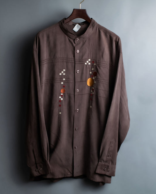 Art Design Stand Collar Silk Shirt