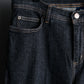 Center-pressed Black Flared Denim